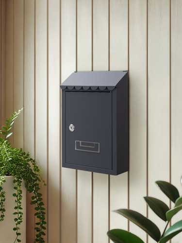 Grey post box wall mounted - post,