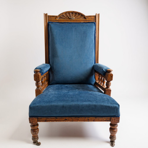 Victorian oak upholstered - upholstered, arm