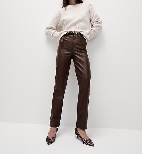 Faux leather straight - m&s,