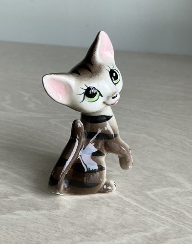 Vintage glazed porcelain cat - porcelain,