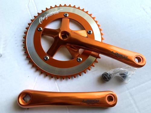 Orange bicycle crank - bicycle,