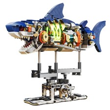 687 PCS Mechanical Shark Building Blocks Shark Building Set with Display Stand