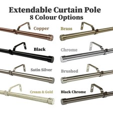 Extendable Curtain Pole Rod 19mm Riga Finials & Heavy Duty Fittings 75cm - 300cm