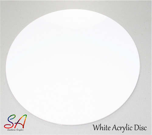 White acrylic disc with - with, or