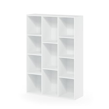 Furinno LUDER Book Shelf, 11-Cube Bookshelf, Reversible Bookcase, White