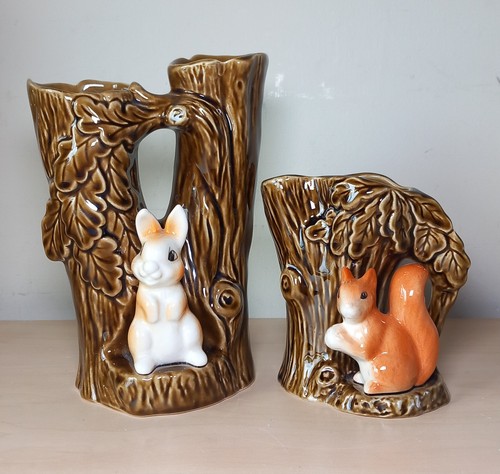 Two vintage sylvac brown vases - vintage,