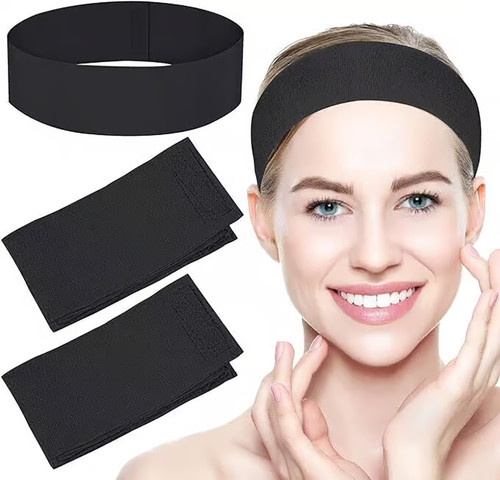 Kumi black towelling headband - towelling,