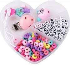 DIY Wooden Bead Baby Dummy Soother Wooden Clip Holder Strap Shower Gift With Box