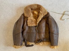 vintage IRVIN? WW2? sheepskin leather jacket coat sz 3 flying brown army lewis
