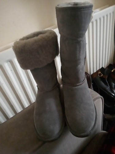 Size grey suede sheepskin - 7,grey, suede,