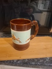 Horse Dog Fox Hunt & Hunter Bourne Denby England Mug Cup Pottery Stoneware Tea