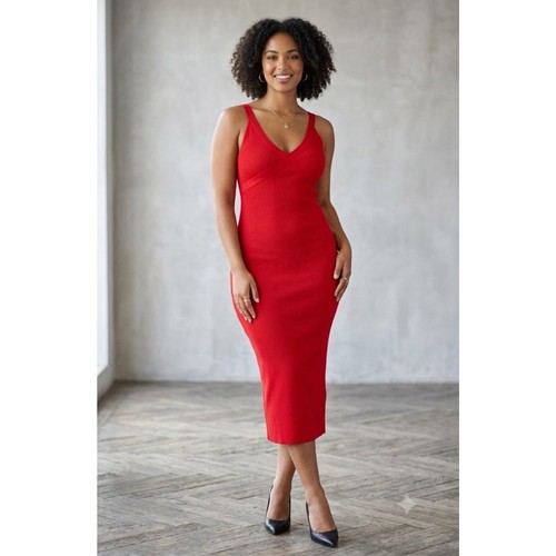 Zara red ribbed knit crossover - red,
