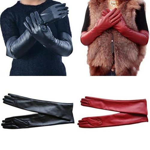 Long leather women gloves - long,