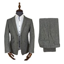 Tweed Costume Gris 2 Pièce Donegal Veste Pantalon Laine Mariage Peaky Blinders