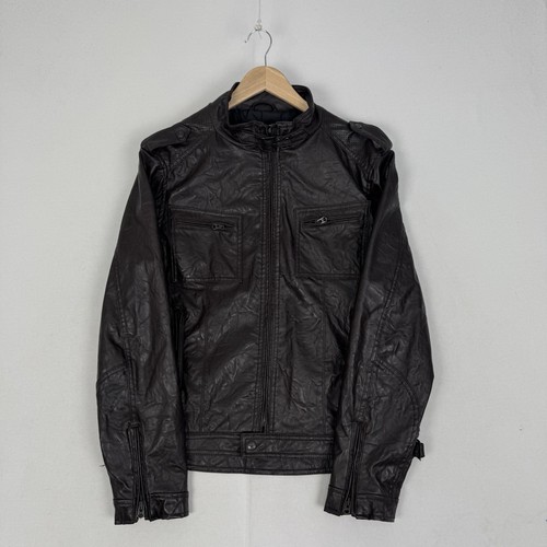 Zara brown faux leather biker - zara,