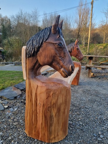 Chainsaw carved horse themed - chainsaw,