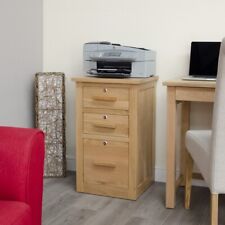 Lockable Solid Wood 3 Drawer Filing Cabinet Home Office Furniture - Arden Oak