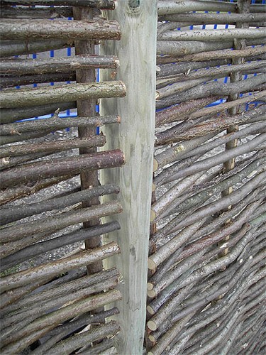 Wooden fence posts round - wooden,