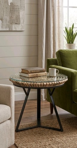 Driftwood round side table - driftwood,