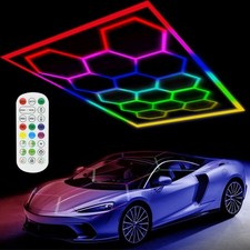 Dimmable Hexagon Garage Lights Car Warehouse Workshop Gym RGB LED Hex Lighting