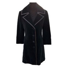 Vintage Surrey Classics of Canada Velveteen Coat 60s Black Velvet Overcoat - S