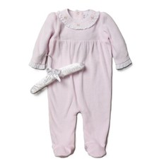 Baby Girl Velour Sleepsuit Outfit Spanish Romany Frill Roses Romper 0 3 6 Months