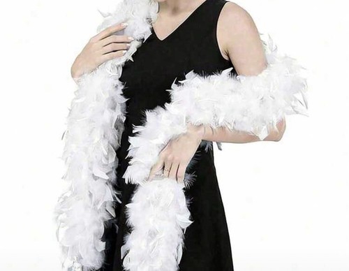 New white feather boa fluffy - white,