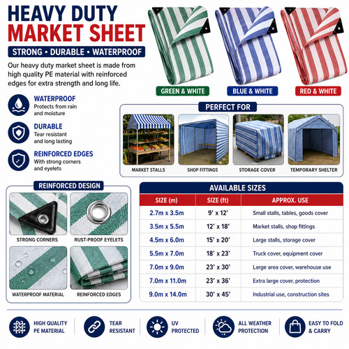 Striped tarpaulin medium heavy - striped,
