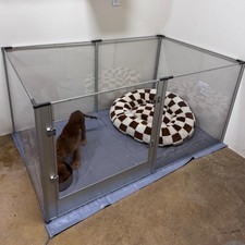 XXL Thickened Acrylic Dog Playpen Alumnium Frame Deep Pet Enclosure Gate Locked