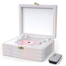 CD Player Portable with Speakers Bluetooth Desktop Knit Retro CD Player for H...