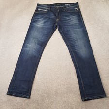 Replay Mens Jeans 38x32 Blue Grover MA972 Straight Regular Zip Fly Denim W38 L32