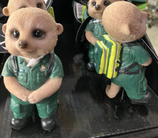 Baby Meerkat Paramedic Pot Pal Resin Garden Ornament Vivid Arts Height 10.5 cm
