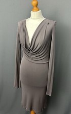 JOHN GALLIANO DRESS - Grey Viscose Drape Dress - Women's Size UK 10 - IT 42