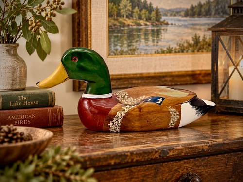 Large carved wooden - wooden, mallard