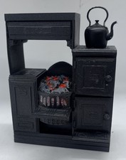 Dolls house furniture metal Victorian kitchen range aga oven & kettle  1/12th  