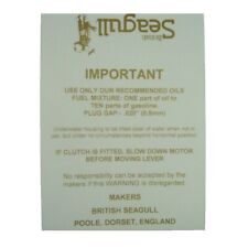 British Seagull Outboard Fuel Tank Label - 10:1 Fuel Mix