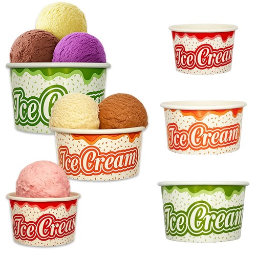 Printed paper ice cream cups - paper,