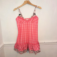 Shein Womens Dress Pink Size S UK 8 Check Plaid Floral Lolita Japan Kawaii