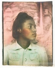 1938 African American Beauty Black Woman Hand Colored Photo Booth Photobooth