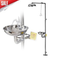 Stainless Steel Emergency Shower Eye Washer Eyewash Station Combination