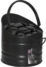 Coal Bucket Hod 29cm Galvanized Black Fireside Scuttle Fireplace Log Scuttle