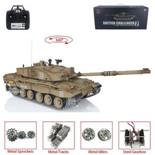 Used UK STOCK 1:16 3908 TK7.0 Challenger II IR BB RC Tank W/Metal Track Smoke