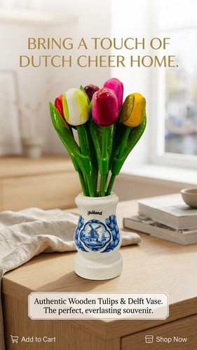 Wooden tulips flower - 9, gift