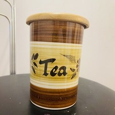 Retro Vintage Toni Raymond pottery Tea canister caddy with wooden sealed