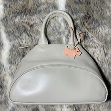 VINTAGE RADLEY LONDON GREY LEATHER DOME GRAB BAG - 2005 MODEL