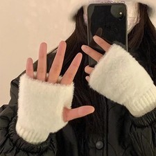 Fluffy Knit Fingerless Gloves