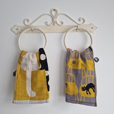 Vintage Iron Double Towel Rings Cream Country Cottage House Shabby Chic Vibes