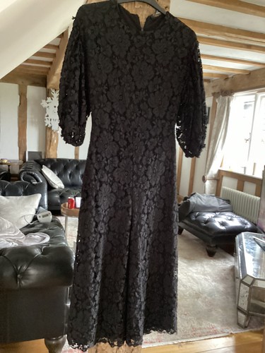 Zara black lace jumpsuit - lace, l