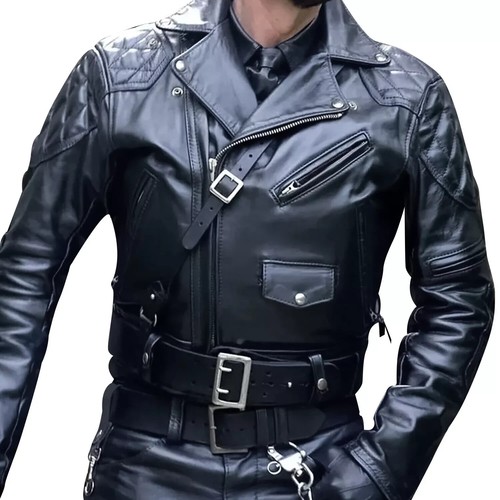 Men genuine leather - men's, biker