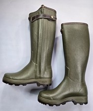 LE CHAMEAU CHASSEUR HERITAGE LEATHER LINED & TRIM MEN DARK GREEN WELLINGTON BOOT